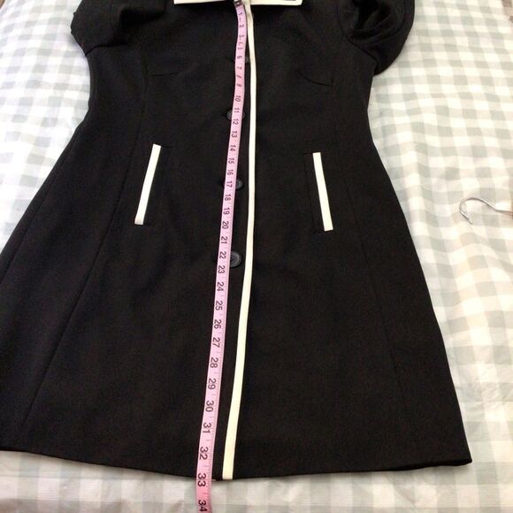 BEECHERS Brook Long black Blazer Jacket White ecru Pockets Small contemporary - Picture 11 of 15